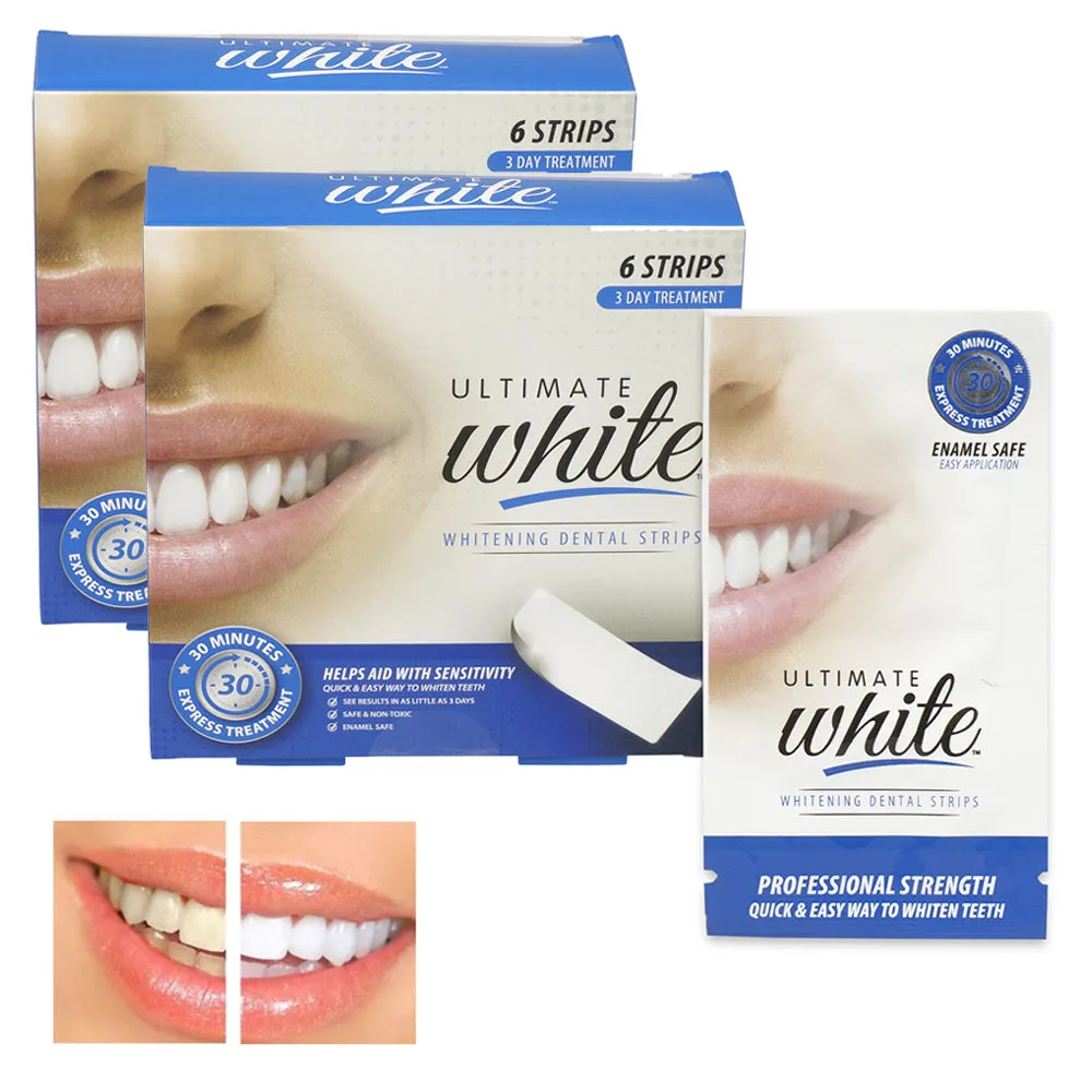 12 White Strips Teeth Whitening Individual Strips Clean Bleaching Dental Whitener