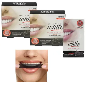 12pc Activated Charcoal Teeth Whitening Strips Dental Whitener White White Strip