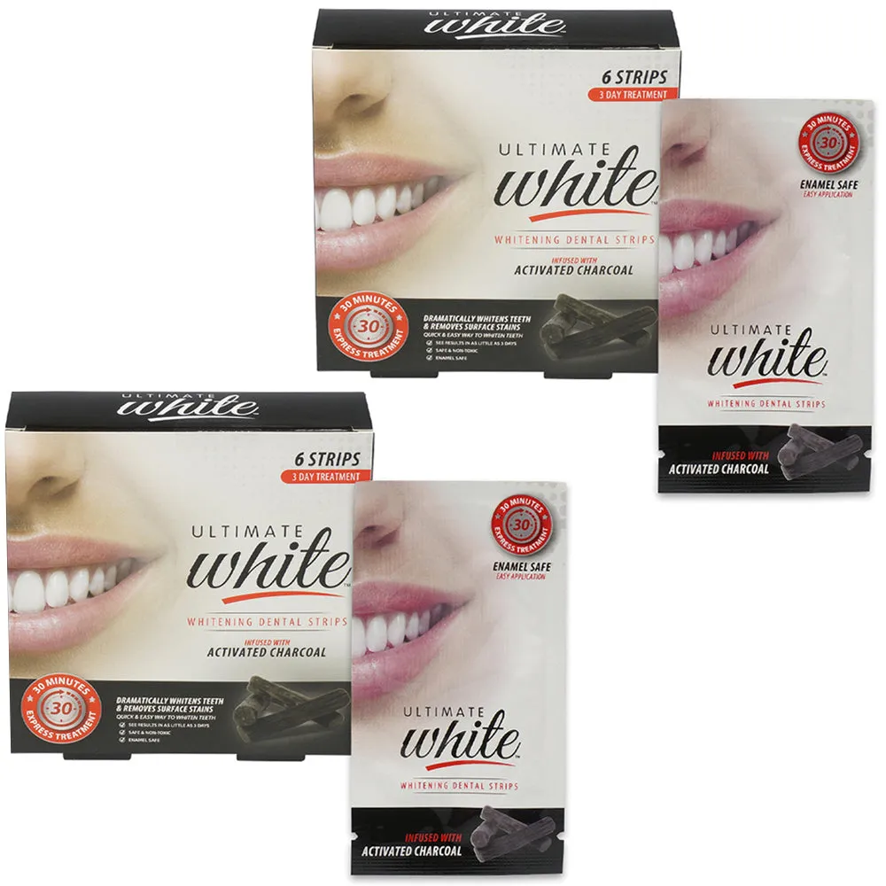12pc Activated Charcoal Teeth Whitening Strips Dental Whitener White White Strip