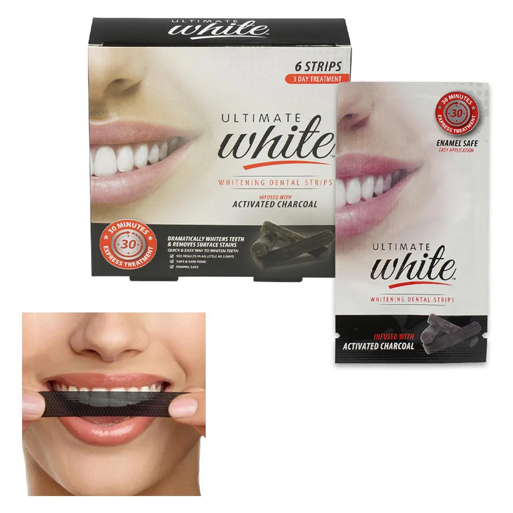 12pc Activated Charcoal Teeth Whitening Strips Dental Whitener White White Strip
