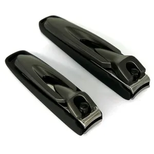 2 Pack Nail Clipper with Catcher, Professional Fingernail Clipper Set for No Mess, No Splash, Christmas Stocking Stuffers (black)