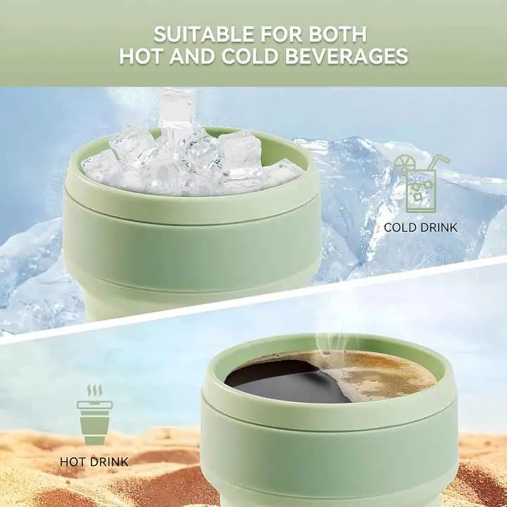 2 Pcs Pink Collapsible Silicone Coffee Cup | Portable, Microwave & Freezer Safe | Travel Mug Set