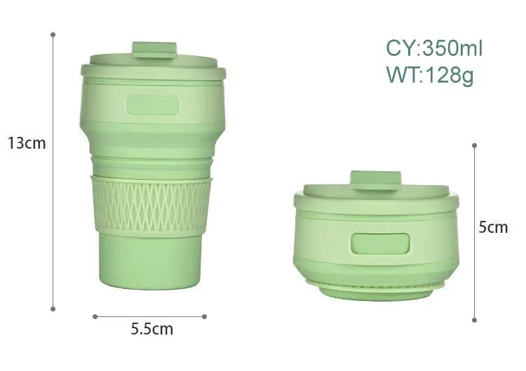 2 Pcs Pink Collapsible Silicone Coffee Cup | Portable, Microwave & Freezer Safe | Travel Mug Set