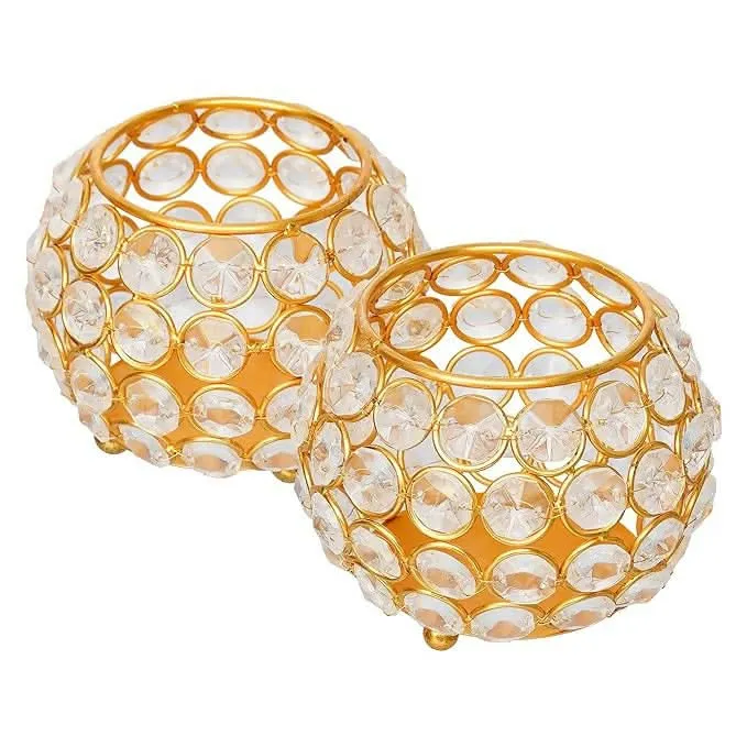 2 Votives Bowl Crystal Tea Light Candle