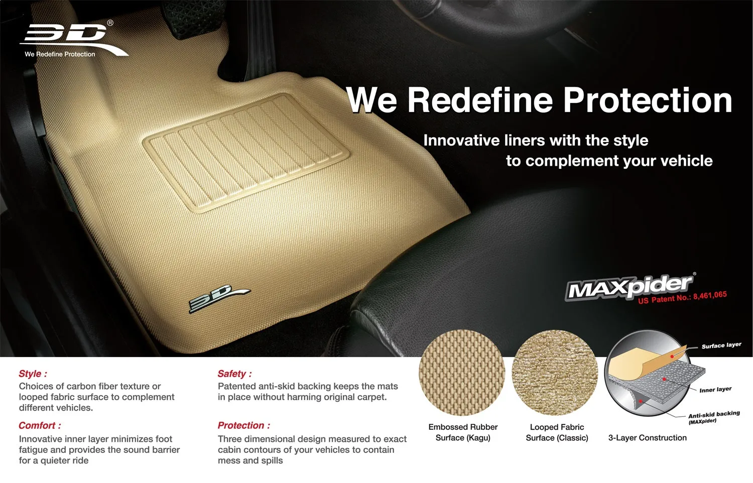 3D MAXpider L1CH06222201 - CLASSIC Floor Mat Gray 1 pc. 2nd Row Rear [Available While Supplies Last]