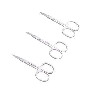 ABMRO 3pcs Small Eyebrow Scissors and Nose Hair Scissor, Beard Moustache Eyelash Nail Trimmer Facial Hair Grooming Scissors for Man and Woman