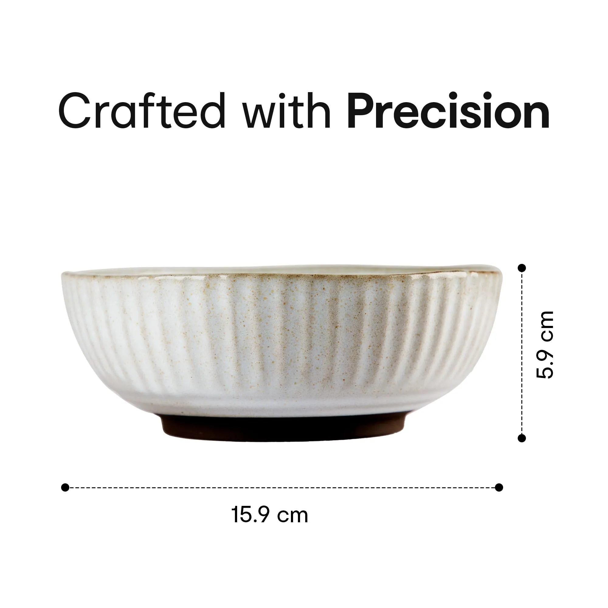 Anko 6" Sable Stoneware Bowls - Set of 6 | Lightweight Daily Use Premium Crockery for Dining Table Ideal for Serving Soup, Salad, Dessert | Designer Bowls for Home, Kitchen, Restaurant | Beige/Grey