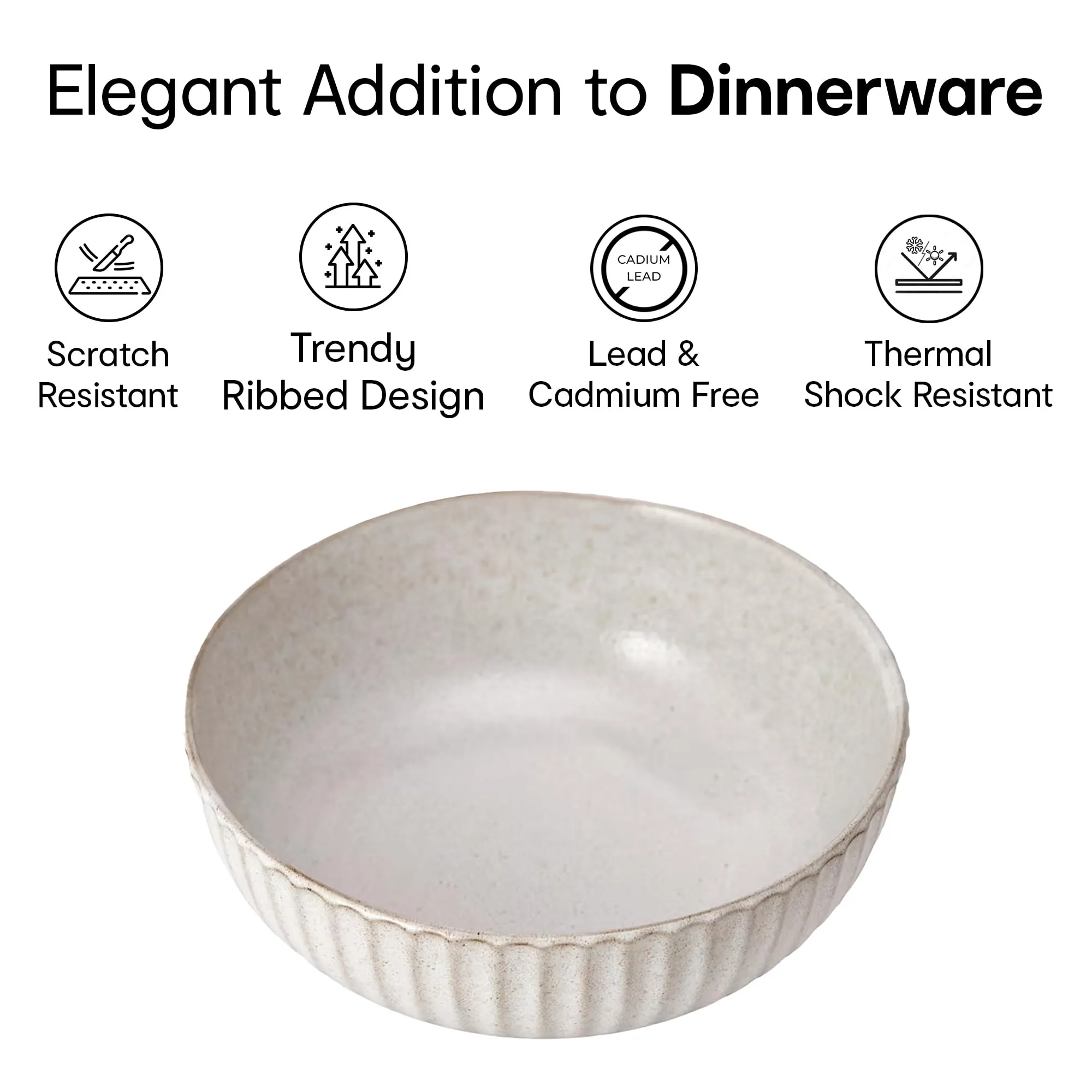 Anko 6" Sable Stoneware Bowls - Set of 6 | Lightweight Daily Use Premium Crockery for Dining Table Ideal for Serving Soup, Salad, Dessert | Designer Bowls for Home, Kitchen, Restaurant | Beige/Grey