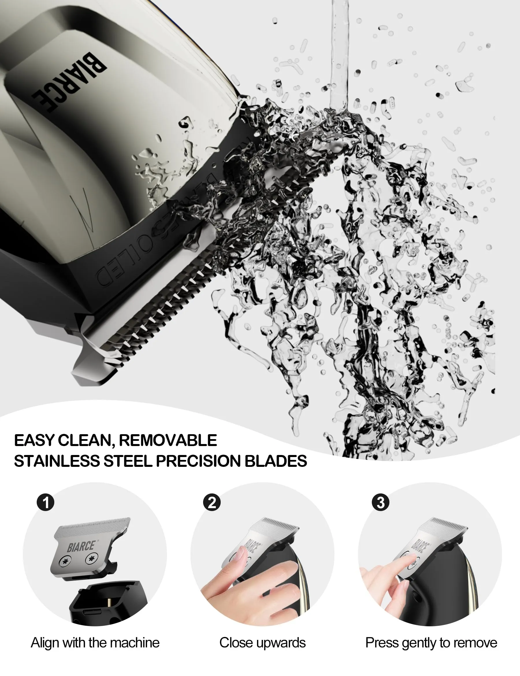 BIARCE Cordless Hair Trimmer for Men,Professional Hair Clippers Barber Haircutting kit, Zero Gapped USB Rechargeable Edgers Clippers Wireless Electric Beard Trimmer with 5 Limit Combs