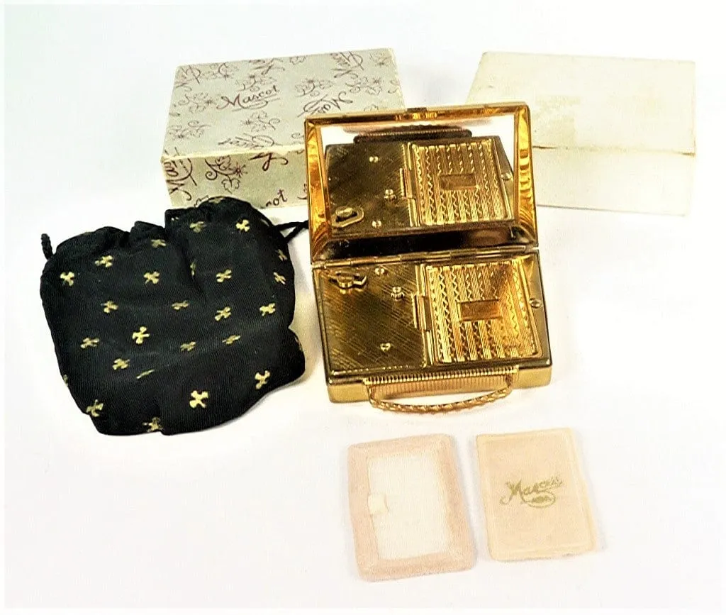 Boxed 1950s Mascot Handbag Shaped Musical Powder Compact