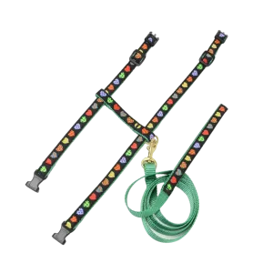 Cat Harness & Leash | Colorful Hearts