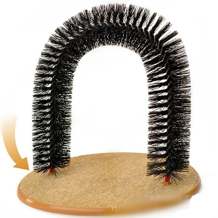 Cat Self Groomer Arch Round Fleece Base Toy