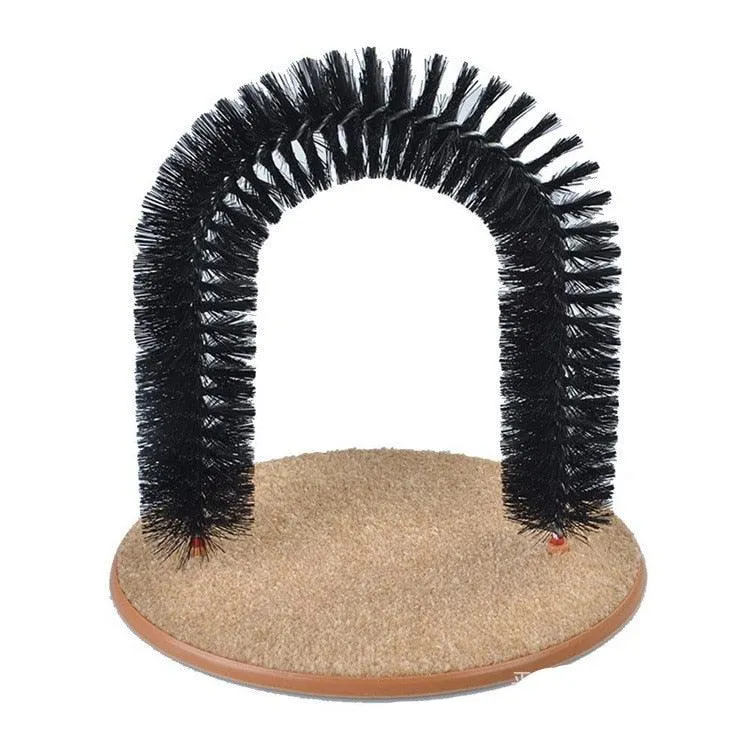 Cat Self Groomer Arch Round Fleece Base Toy