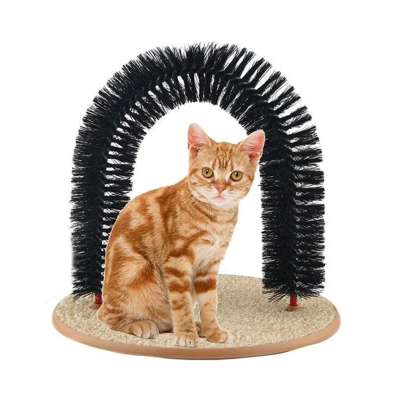 Cat Self Groomer Arch Round Fleece Base Toy
