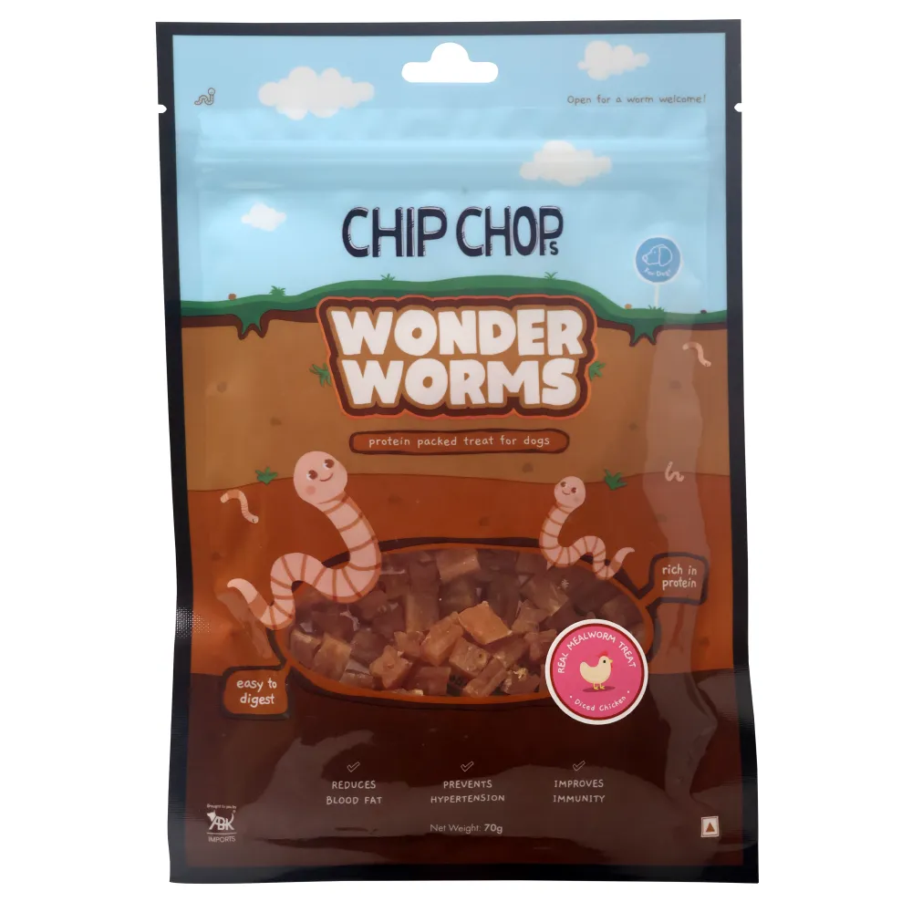 Chip Chops Wonder Worms Diced Chicken with Mealworms Dog Treats