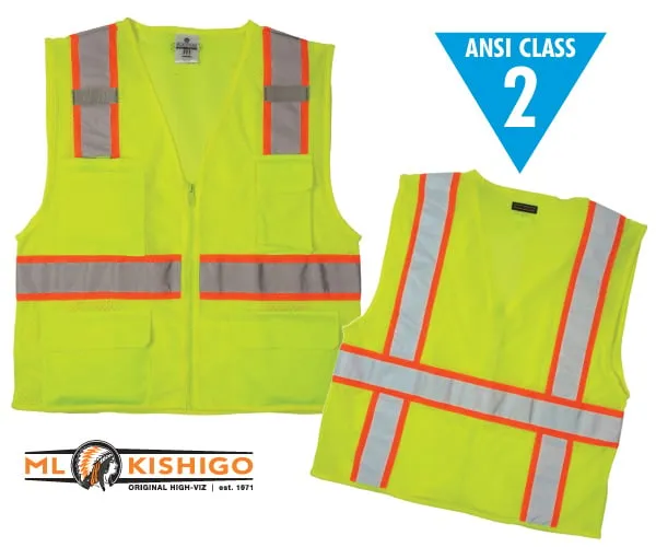 Class 2 Ultra-Cool Multi-Pocket Vest - Lime - Medium
