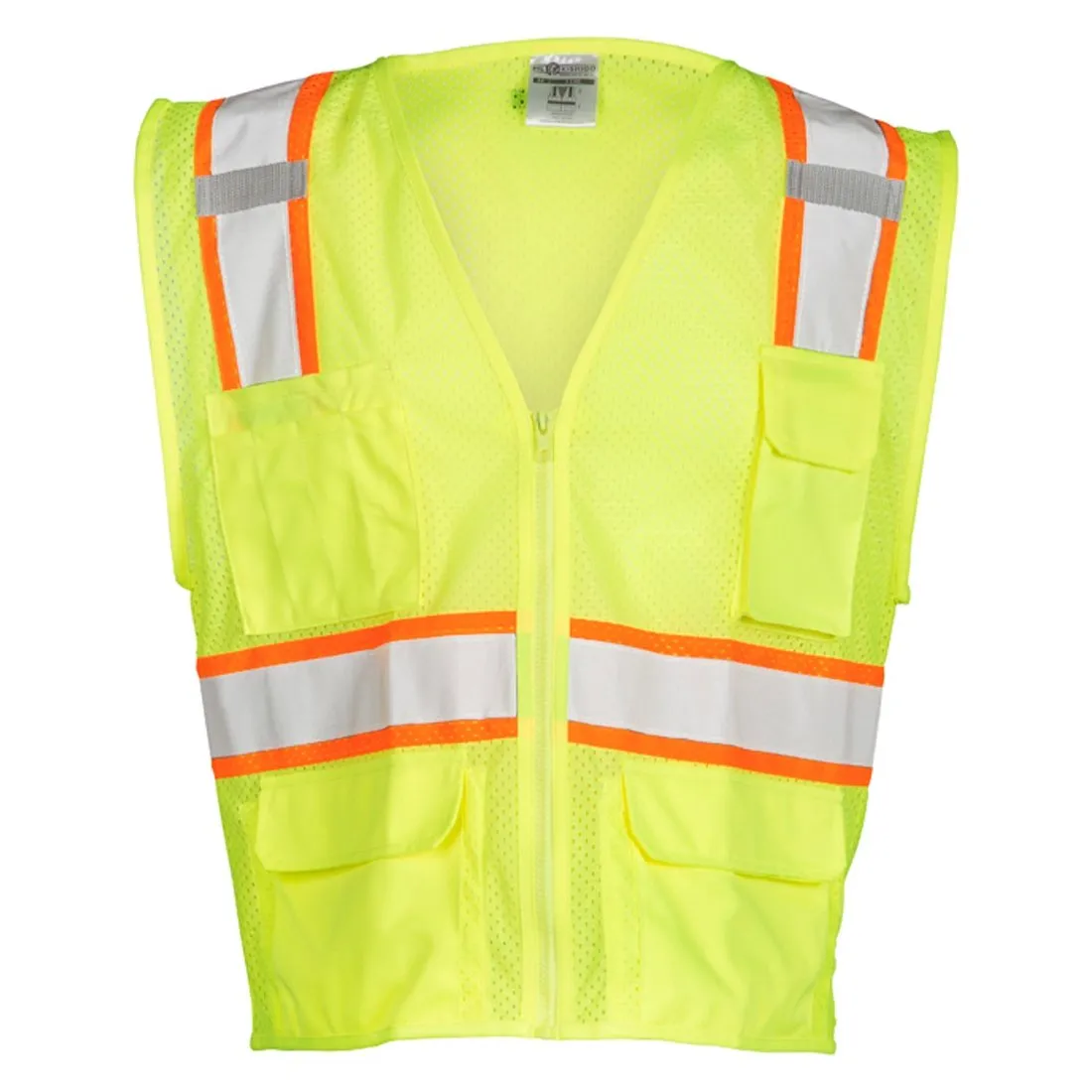 Class 2 Ultra-Cool Multi-Pocket Vest - Lime - Medium