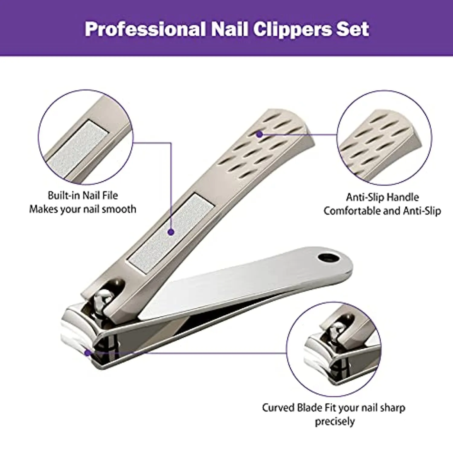Cut IT Fingernail and Toenail Clippers Precise Stainless Steel Nail Clippers Set, Professional Ultra Sharp Edges Curved Blade Nail Cutters for for Men & Women, No Splash Nail Trimmer for Thick Nails