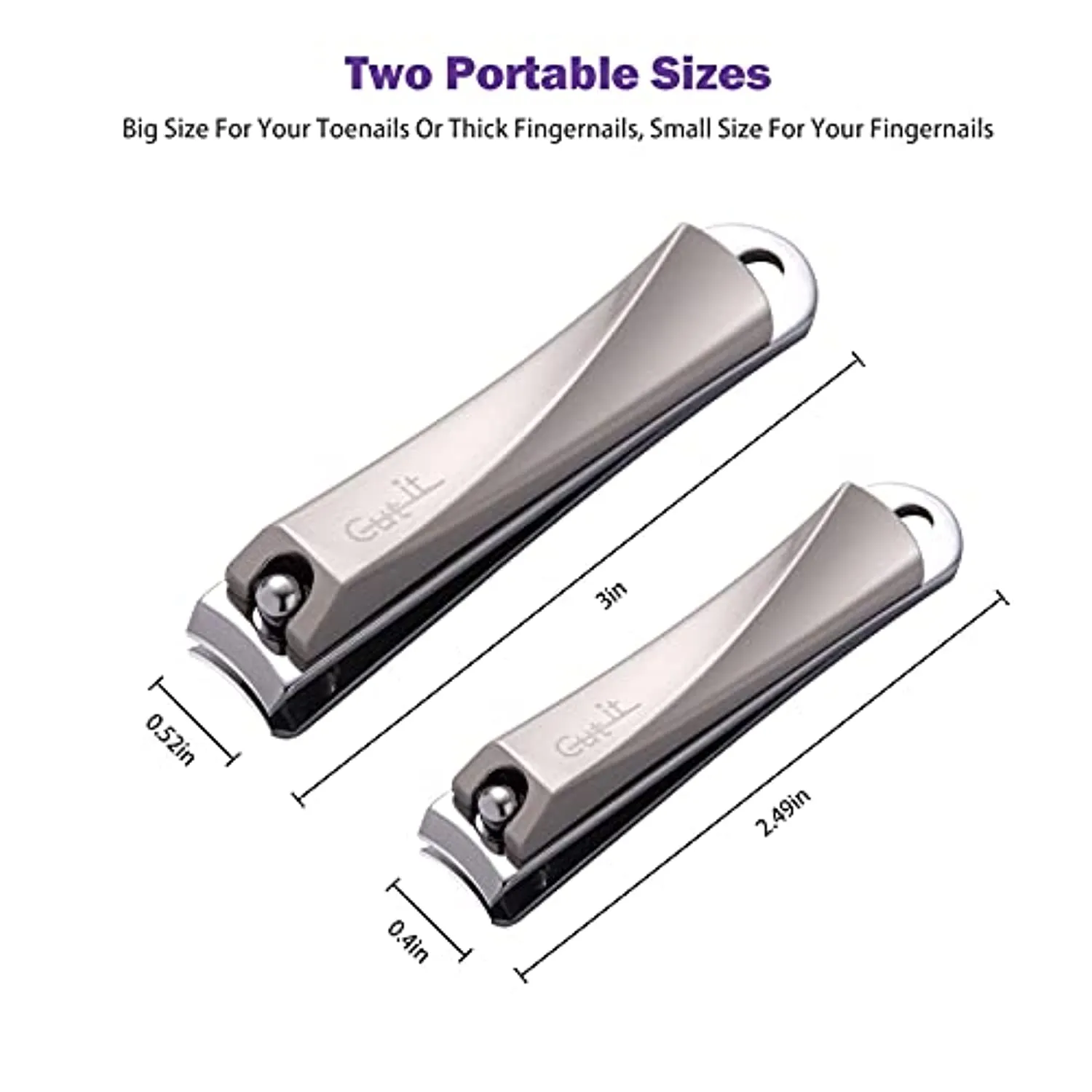 Cut IT Fingernail and Toenail Clippers Precise Stainless Steel Nail Clippers Set, Professional Ultra Sharp Edges Curved Blade Nail Cutters for for Men & Women, No Splash Nail Trimmer for Thick Nails