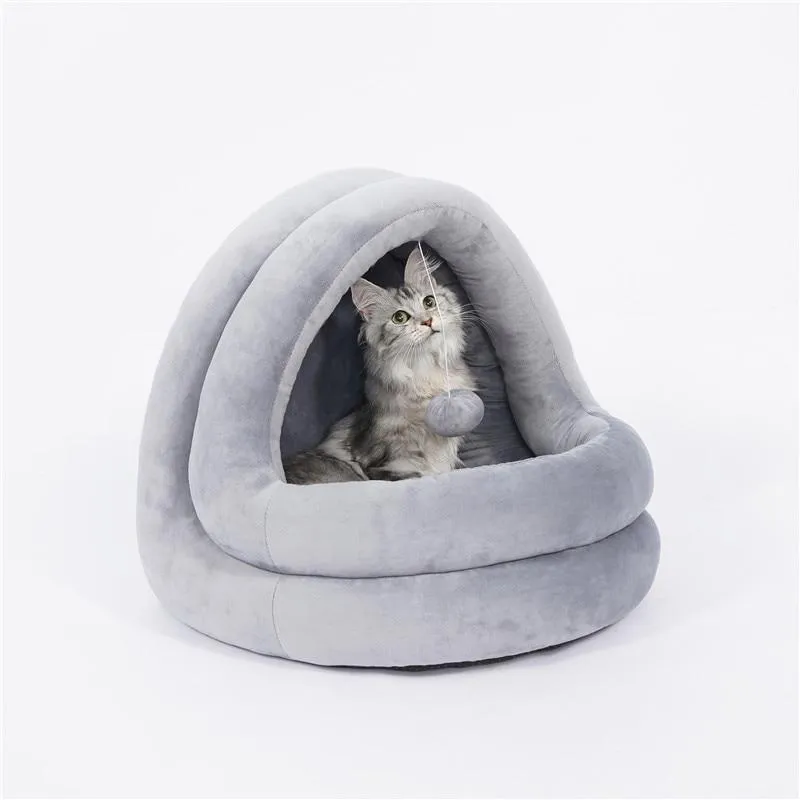 Deluxe Cat Cave Bed - Drop Down Ball