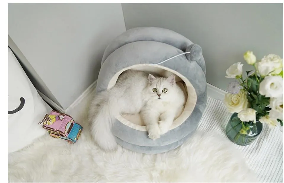 Deluxe Cat Cave Bed - Drop Down Ball