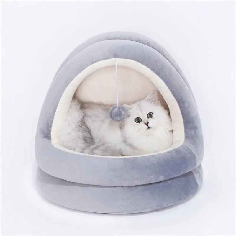 Deluxe Cat Cave Bed - Drop Down Ball