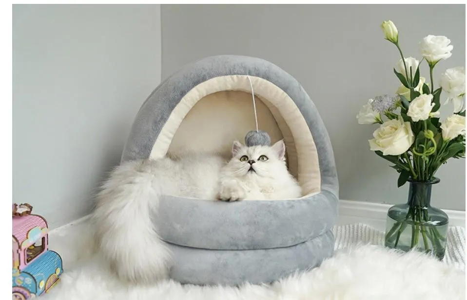 Deluxe Cat Cave Bed - Drop Down Ball