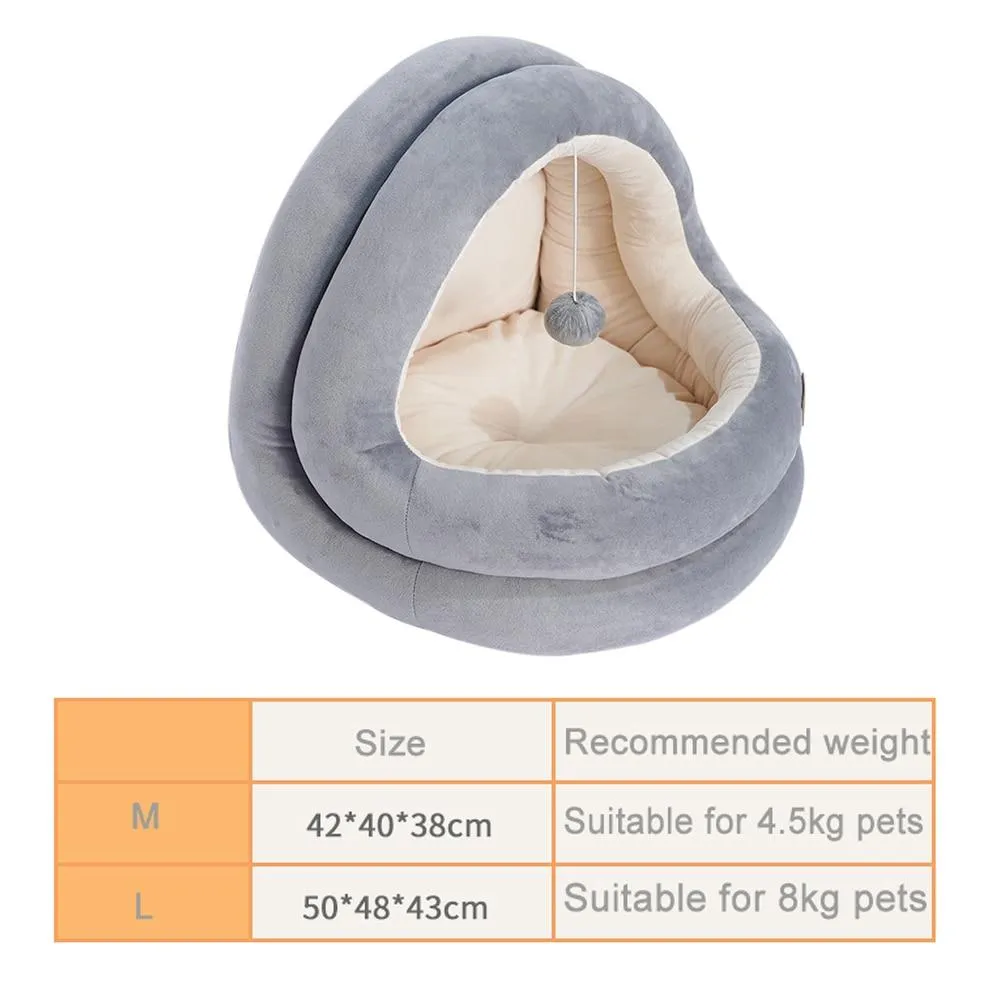 Deluxe Cat Cave Bed - Drop Down Ball