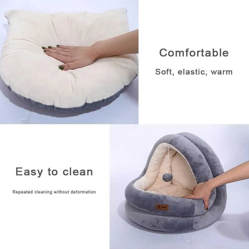 Deluxe Cat Cave Bed - Drop Down Ball