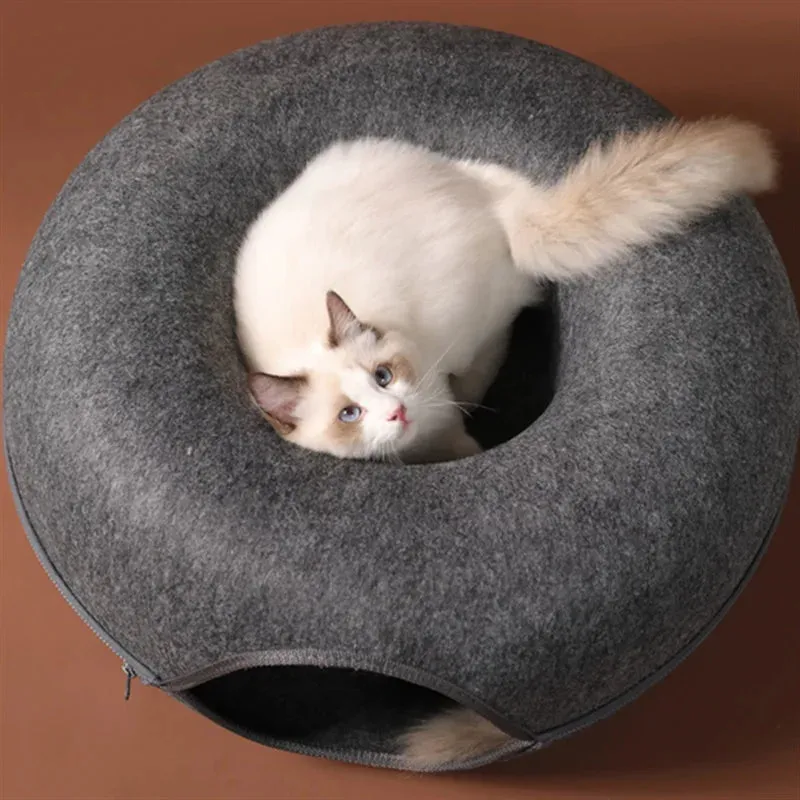 Donut Cat Bed & Tunnel Interactive Playhouse
