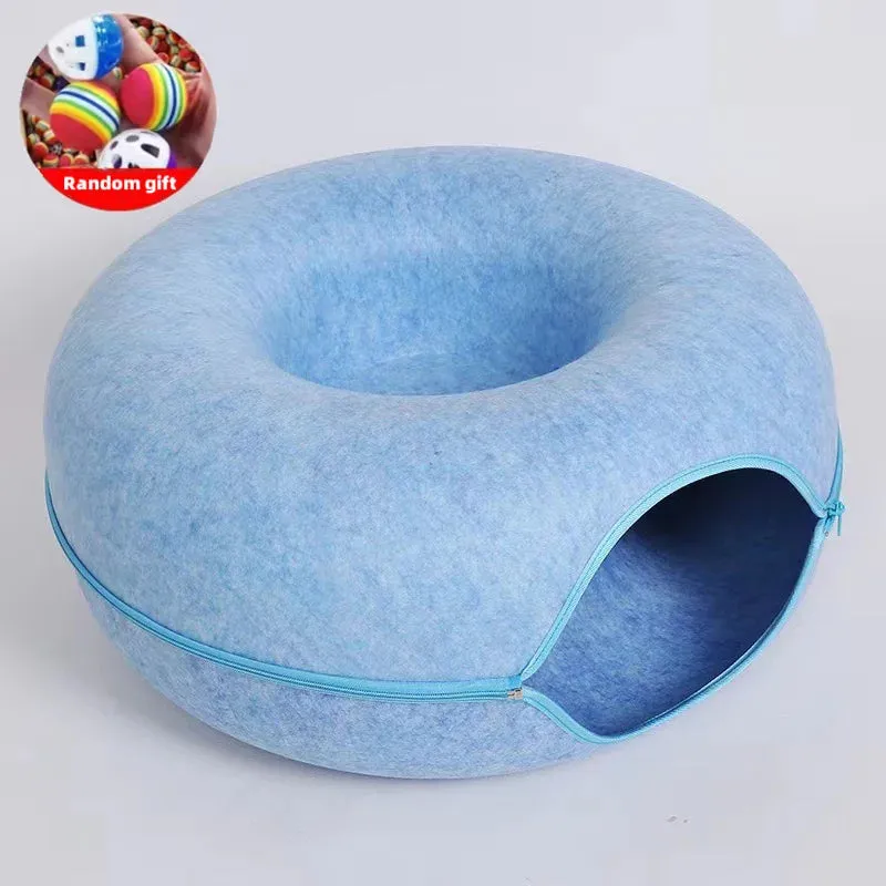 Donut Cat Bed & Tunnel Interactive Playhouse