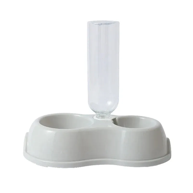 Dual Pet Bowl with Automatic Drinking and Feeding System for Dogs and Cats