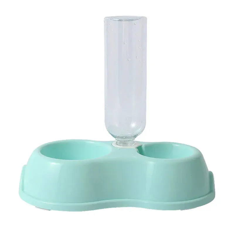 Dual Pet Bowl with Automatic Drinking and Feeding System for Dogs and Cats