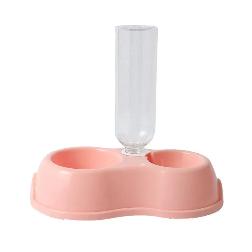 Dual Pet Bowl with Automatic Drinking and Feeding System for Dogs and Cats