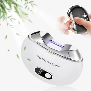 Electric Nail Clipper, Electric Toenail Clipper, 3-Speed Electric Nail Trimmer with LCD Digital Display, USB Rechargeable Safety Electric Nail Clippers for Kids, Adults, Elderly (Ivory)