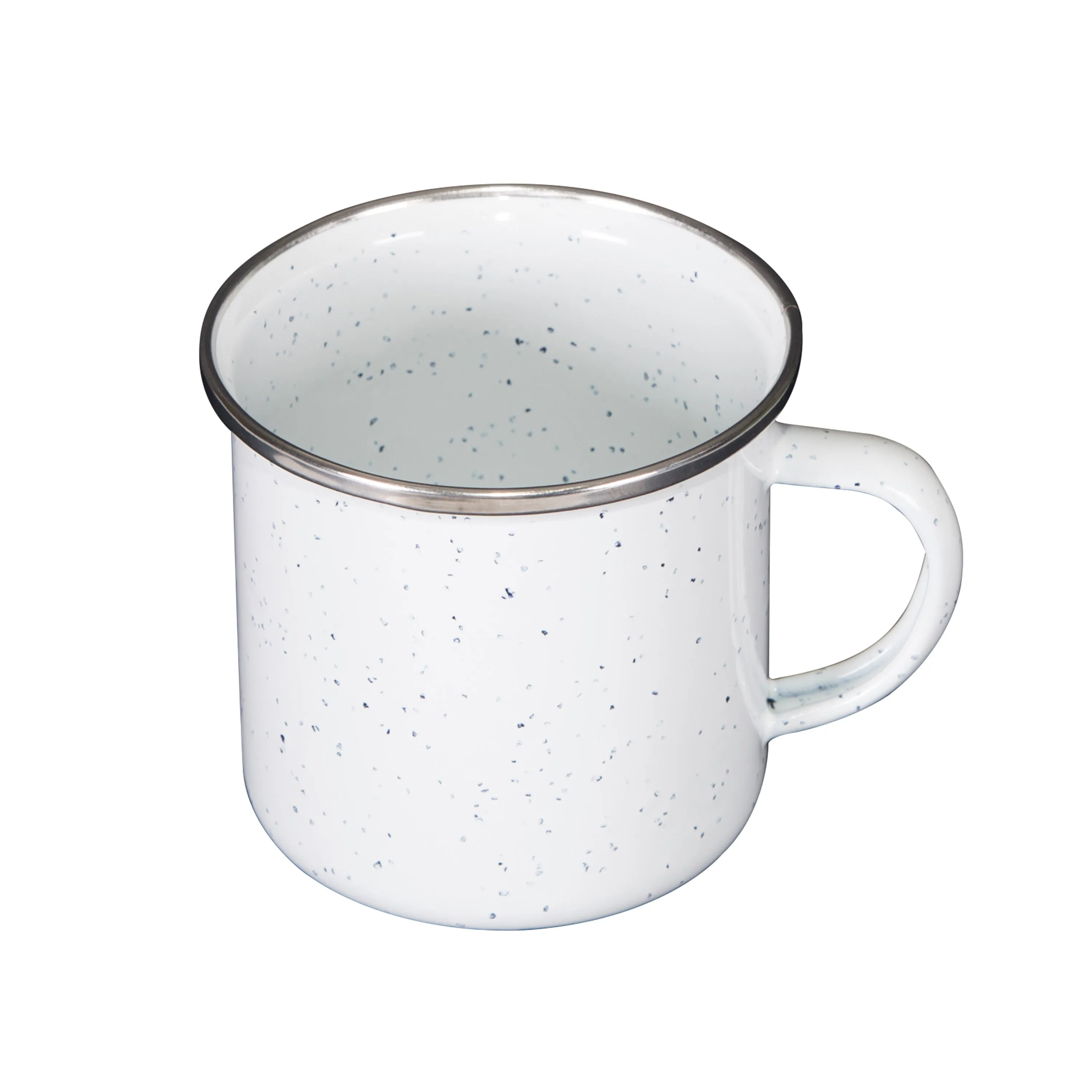 Enamel Camping Tableware Set-24 Pieces-White With Blue Specs