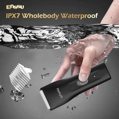 ENSSU Cordless Hair Clippers for Men - Waterproof Beard Trimmer with Ceramic Blade, Rechargeable Electric Hair Cutting Kit for Adults and Kids, Black