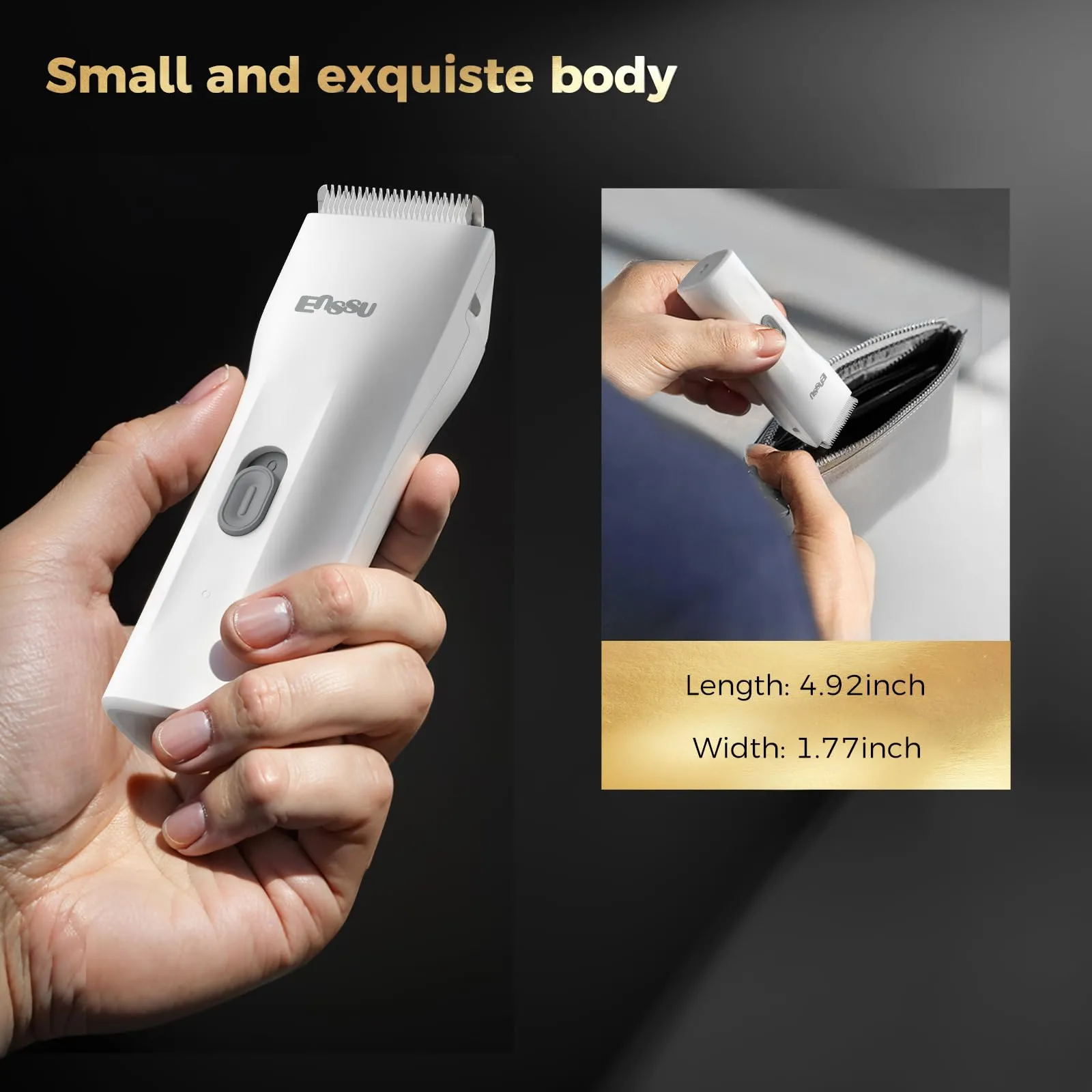 ENSSU Cordless Hair Clippers for Men - Waterproof Beard Trimmer with Ceramic Blade, Rechargeable Electric Hair Cutting Kit for Adults and Kids, White