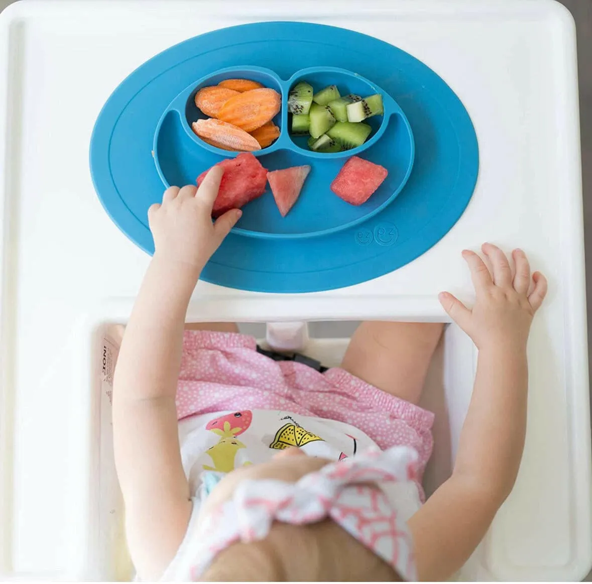 ezpz Mini Mat Silicone Suction Plate with Built (Blue)