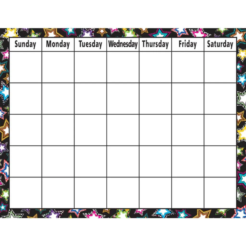 Fancy Stars Calendar Chart