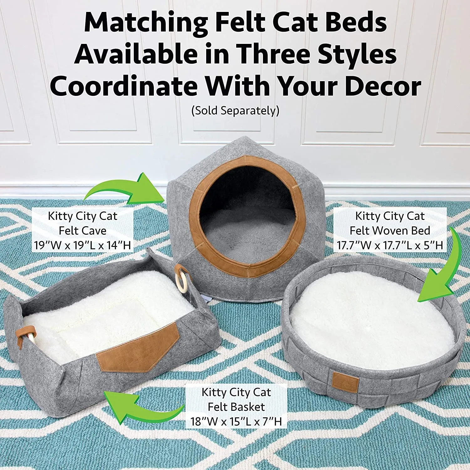 Felt round and Cozy Cat Bed, Gray