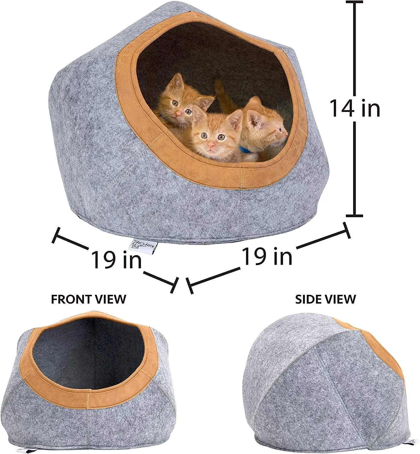 Felt round and Cozy Cat Bed, Gray