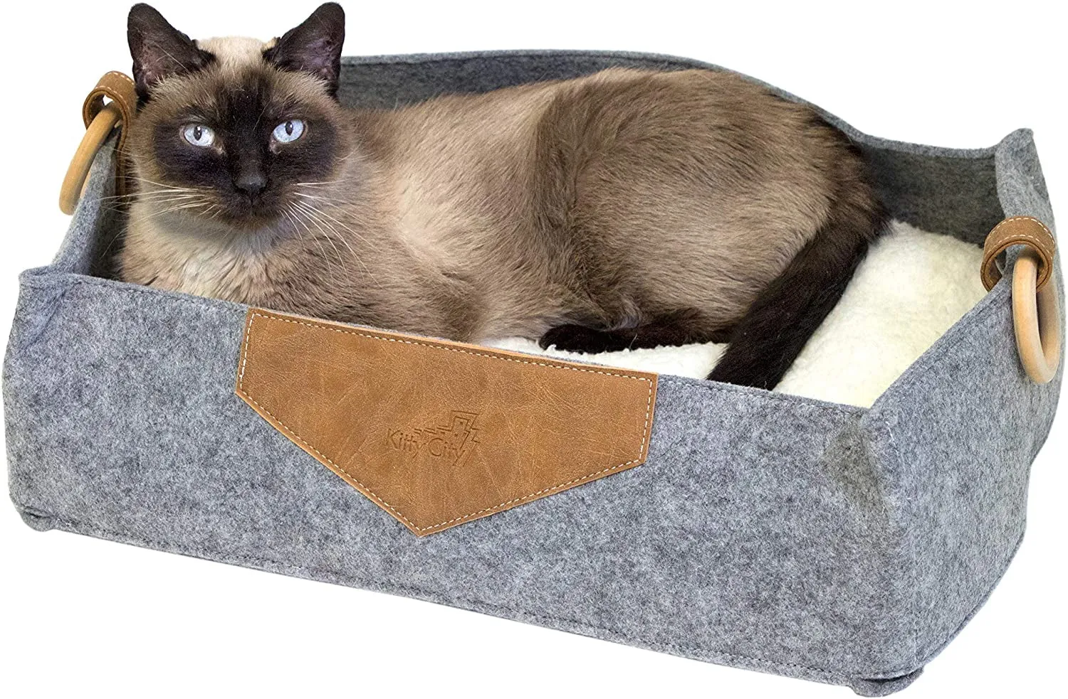 Felt round and Cozy Cat Bed, Gray