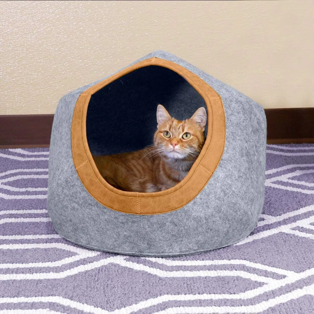 Felt round and Cozy Cat Bed, Gray