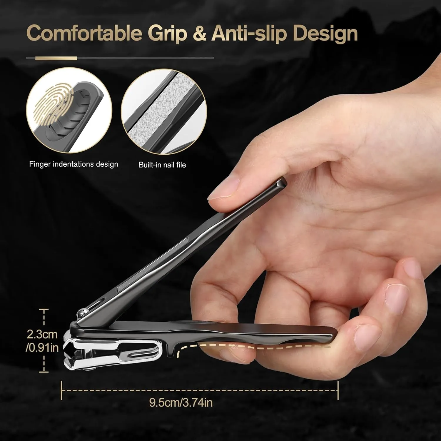 FERYES 360° Rotating Nail Clippers for Seniors, Long Handle Fingernail Clippers for Men and Women, Ergonomic EZ Grip Toenail Clippers for Thick Nails