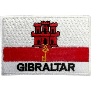 Gibraltar Flag Patch Iron On Sew On British Overseas Territory Embroidered Badge