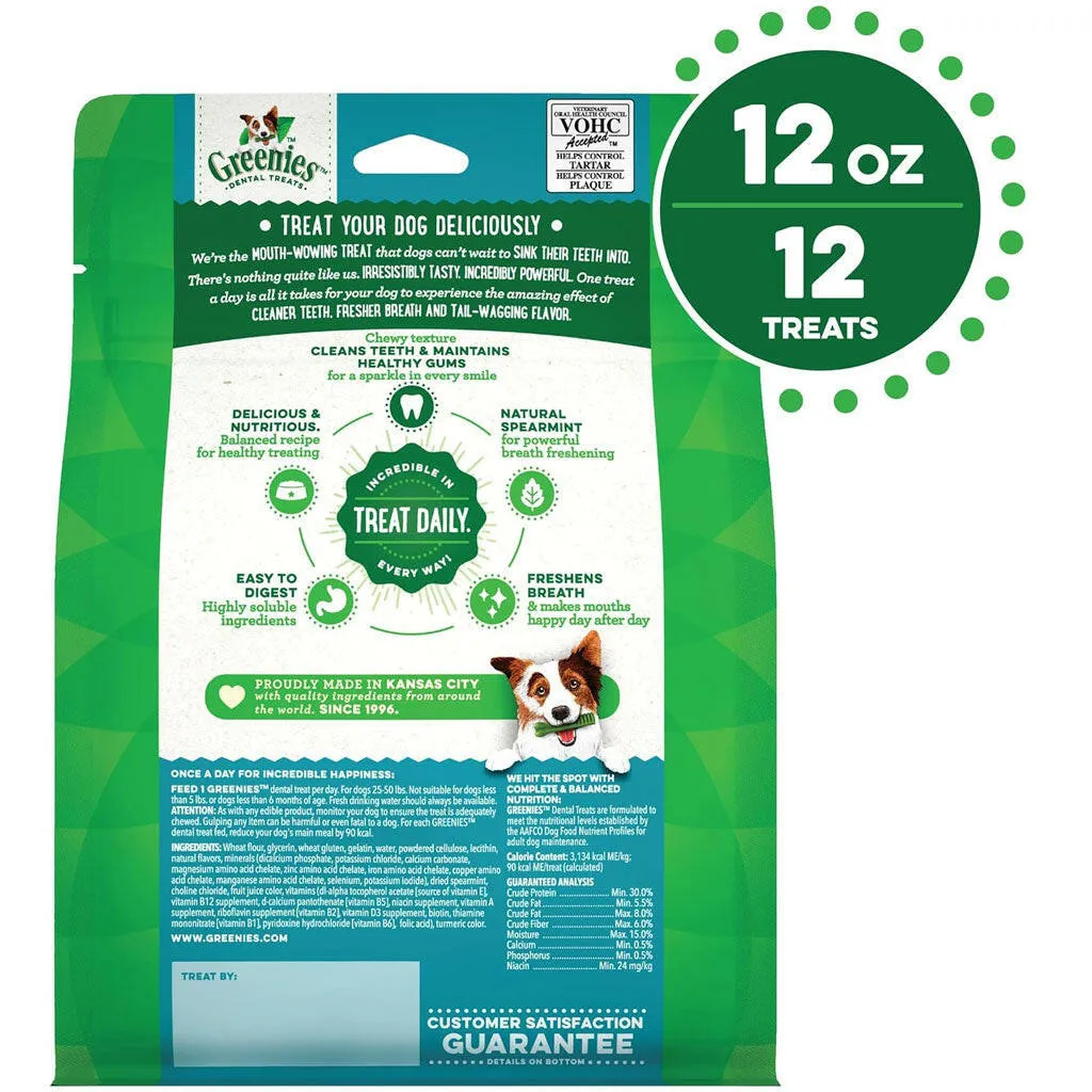 GREENIES Fresh Mint Regular Dental Treats, 12 count
