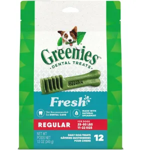 GREENIES Fresh Mint Regular Dental Treats, 12 count