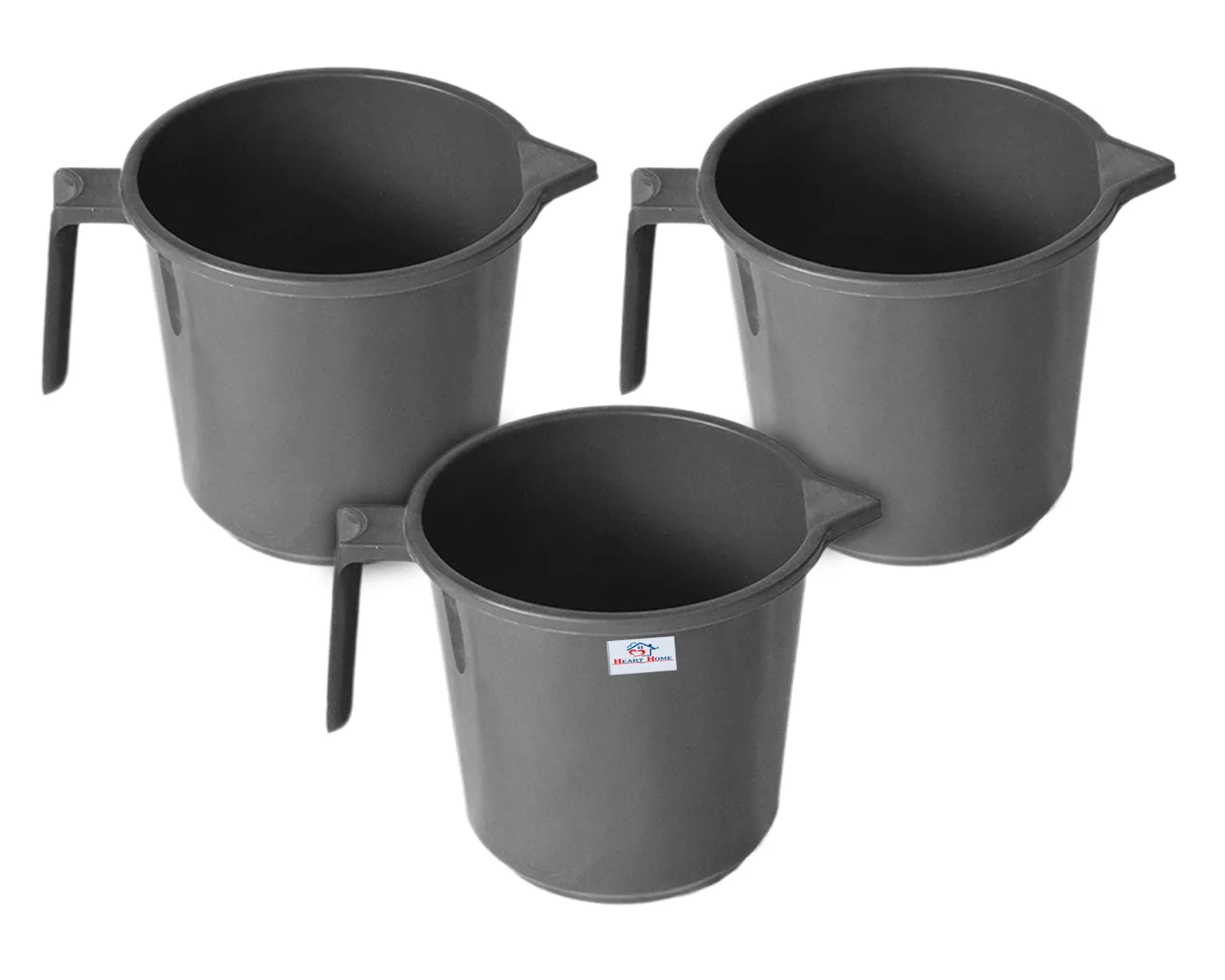 Heart Home Plastic Lightweight, Unbreakable Bathroom Mug 1.5 Litre- Pack of 3 (Grey) 54HH3906.