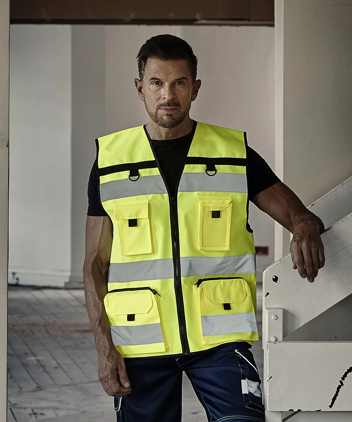 Hi-vis Yellow Mesh - Hi-vis ripstop tool vest (HVW108)